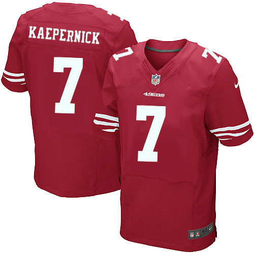 Men's Elite Colin Kaepernick Nike Jersey Red Home - #7 NFL San Francisco 49ers